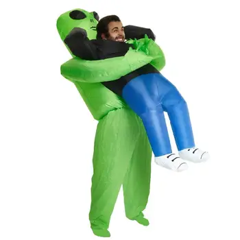 Alien Gonflabile Costum de Monstru Înfricoșător Verde Partidul Alien Scena Festivalului Costume de Halloween pentru femei Adulte Copii