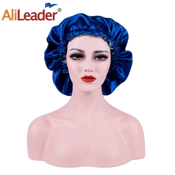 Alileader Reglabil Capota Satin Cap De Somn De Noapte Părului Pentru Femei Păr Styling Strat Dublu Capac Styling Păr Accesorii Albastru