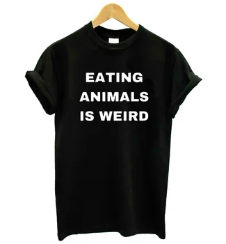 Alimentatie Animale Este Ciudat Vegan Scrisoare de Imprimare tricou Femei din Bumbac Casual Amuzant tricou Pentru Doamna Fata de Top Tee Hipster Picătură Navă F539