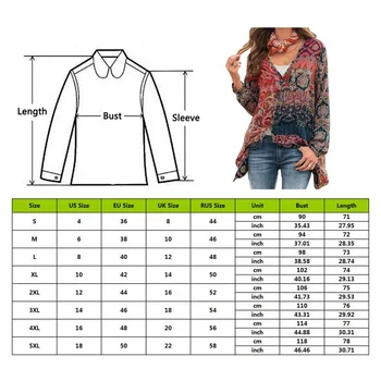 Allukasa Plus Dimensiune 5xl Bluze pentru Femei de Moda Boem Tricouri V-neck Maneca Lunga Print Bluza Sexy Tricouri Largi Unregular Topuri