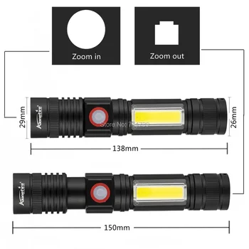 AloneFire X580 știulete de led Lanterna XML T6 LED cu Zoom torch18650 Reîncărcabilă Pentru Camping
