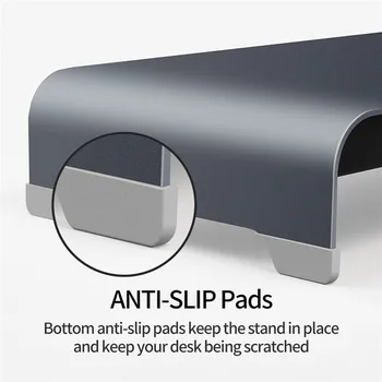 Aluminiu Monitor Stand Montant 4 Porturi USB 3.0 Hub de Încărcare Wireless Desktop Stand Laptop cu Ecran Coloană Birou Titular