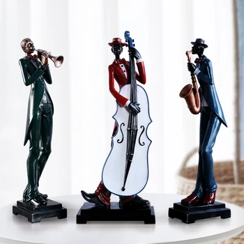 Ambarcațiunile de rășină Negrul muzician de Formatie de Muzica Statui pentru Decoratiuni Oameni de Creatie Ornamente de Sculptură Decor Acasă Desktop Ambarcațiuni Cadou