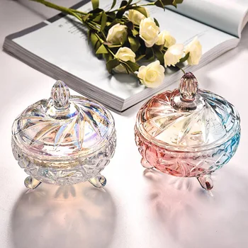 Amber Crystal Borcane Creative Deosebite Clar De Bucătărie De Sticlă Desktop Decorarea Sticle De Stocare Practic Acoperă Gustare Cutii De Bomboane