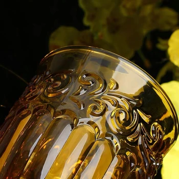 Amber Pahare de Vin Cupe Băutură de Apă, Suc de Cupe de Sticlă Relief Pocalul de Epocă Apăsat Model Pahar de Vin Nunta Pocalul de 10 oz