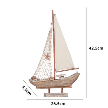 American Decorul Este Indeplinit Manual Barcă Cu Pânze Retro Stil Mediteranean Lemn Barca De Creatie Vintage De Birou Model De Navă Decor Acasă