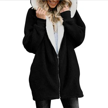 American European Femei Hoodies Supradimensionate Haină de Iarnă Lână Nouă Fleece cu Fermoar Hanorac de Pluș Cald Femei Topuri S-5XL 11 Culori
