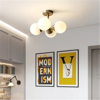 American Retro Minge de Sticlă Lampă de Plafon de Arta Minimalist, Alamă, Fier, Cupru Dormitor Copii Studiu Restaurant Iluminat interior