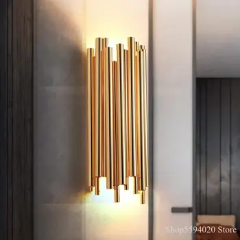 American Stralucitoare De Aur Lampă De Perete Metal Wall Light Retro Aur Living Dormitor Bucatarie Culoar De Decorare Perete Tranșee De Iluminat