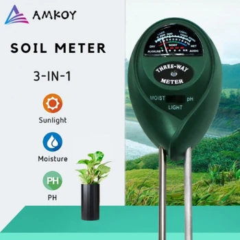 AMKOY Metru Tester de Sol 3-în-1 de Apă de Plante de Umiditate Lumină și PH Tester Digital cu Analizor de Detector pentru Casa Gradina Gazon Ferma
