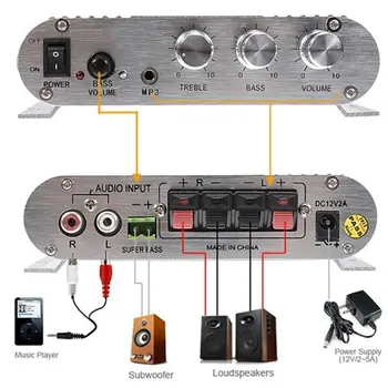 Amplificator Booster Radio MP3 Stereo pentru Home Hi-Fi Stereo Subwoofer Auto cu Amplificator Echipamente Audio Jack de Intrare 1/8