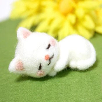 Amuzant manual diy jucării de desene animate de animale mici de căpșuni iepure pisică norocos lână simțit set jucărie de pluș ambarcațiuni jucarie cadou pentru copii