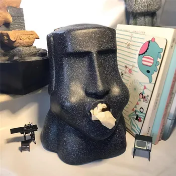 Amuzant Paști Moai Țesutului Caseta Cu Rășină De Perete Decor Figurine De Paști Piatră Oamenii Se Confruntă Statuie Șervețel De Hârtie Caz Vintage Home Deco