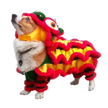 Amuzant Pisica Animale De Companie Câine Costum De Haine Chinezești Dans Leu Costum Pentru Bulldog Francez Mici Și Mijlocii Câini Corgi Anul Nou Dress Up Îmbrăcăminte