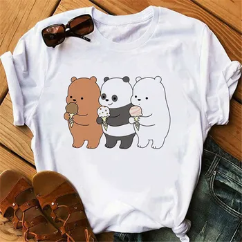 Amuzant Trei Ursuleț Femei T-shirt de Desene animate drăguț Urs Fata Tee Moale Populare de sex Feminin Topuri