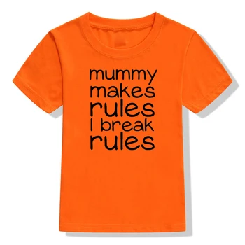 Amuzant Tricou Copii Mami Face Regulile încalc Regulile Scrisori de Imprimare Copilul Băieți Fete Maneci Scurte T-shirt pentru Copii Drăguț T-Shirt