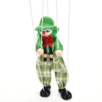Amuzant Vintage Colorate Trageți Șir De Păpuși Clovnul Din Lemn De Marionete Produse Artizanale, Jucării Activitate Comună Papusa Copii Cadouri Pentru Copii