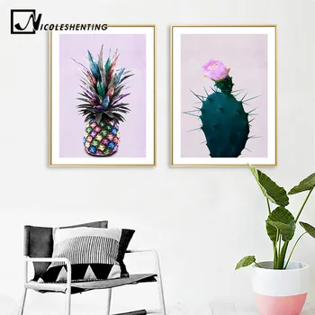 Ananas Cactus Poster Plante Colorate De Imprimare Panza Minimalist Arta De Perete Pictura Abstracta Decorative De Imagine Nordic Decor