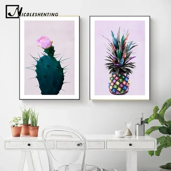 Ananas Cactus Poster Plante Colorate De Imprimare Panza Minimalist Arta De Perete Pictura Abstracta Decorative De Imagine Nordic Decor