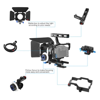 Andoer C500 Camera Video Camera Video Cușcă Rig Kit Caseta Mat+Follow Focus+Mâner pentru Sony A7S/A7/A7R ILDC Camera