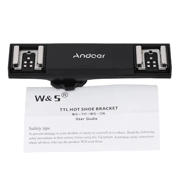 Andoer Dual Hot Shoe Flash Speedlite Suport Lumina Splitter pentru Canon 7DII 70D 5DR 5DRS 5DIII 6D Foto DSLR camere Video