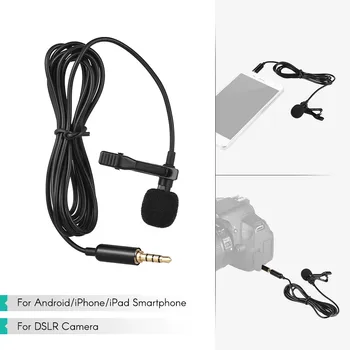 Andoer EY-510A Portabil Mini Clip-on Rever Lavaliera cu Condensator Microfon cu Fir Microfon pentru iPhone / Android Smartphone-uri / DSLR