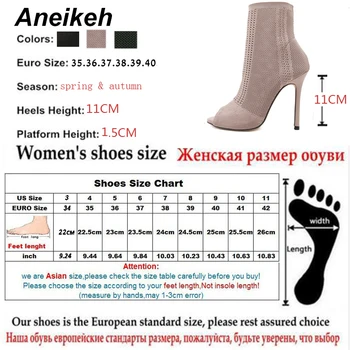 Aneikeh 2019 Moda Plasă de Cizme pentru Femei la Jumătatea Vițel Tocuri Subtiri de Mare Pantofi Femei Sexy Peep Toe Slip-on de Nunta Negru Verde Dimensiune 35-40