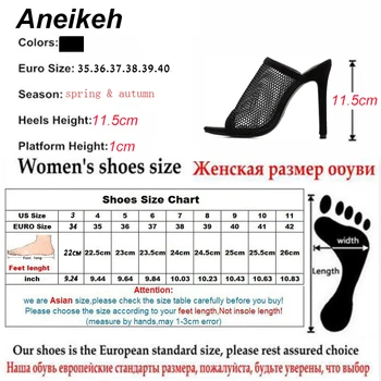 Aneikeh Vara sandale Sandale Femei Catâr Diapozitive Gaura de Plasă Taie Gol Tocuri Tocuri inalte Casual Clubwear Pantofi negru