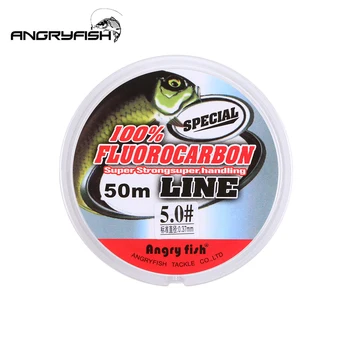 Angryfish Fluorocarbon Linie de Pescuit 50m Transparent/Roz Super puternice din Fibra de Carbon Lider Linie