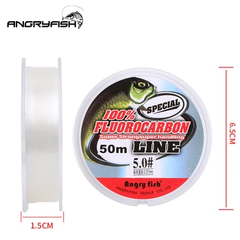 Angryfish Fluorocarbon Linie de Pescuit 50m Transparent/Roz Super puternice din Fibra de Carbon Lider Linie