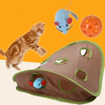 Animal De Casă Pisică Jucărie Cu 9 Găuri Tunel Mouse Hunt Șoareci Joc Pliabil Ține Pisoi Activ Animale De Companie De Produse