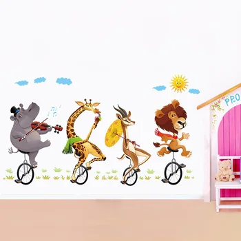 Animal Joc De Circ Autocolant De Perete De Desene Animate Tapet Pentru Dormitor Copii Acasă Decalcomanii Diy Adesivo De Parede Copilul Murală Decor