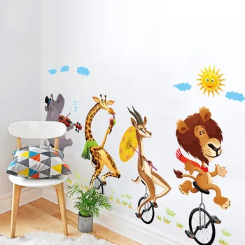 Animal Joc De Circ Autocolant De Perete De Desene Animate Tapet Pentru Dormitor Copii Acasă Decalcomanii Diy Adesivo De Parede Copilul Murală Decor