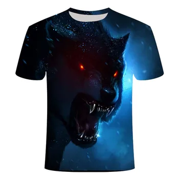 Animale amuzant 3D leu T-shirt de sex masculin de vară de imprimare 3d leu băiat tigru top T-shirt