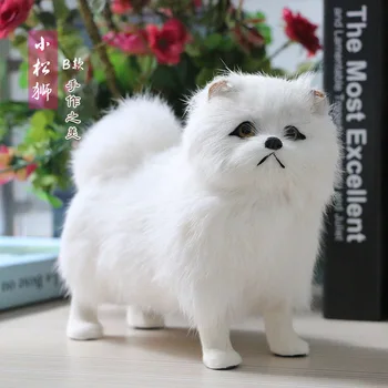 Animale de pluș păpuși realiste alb câini modele realiste de animale de companie chow chow cifrele copii, cadouri de ziua de nastere acasa, masa decor de masă