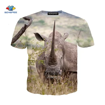 Animale haioase Funcționare Rinocer Rinocerii de Imprimare 3D pentru Bărbați T-shirt Casual Harajuku T-shirt Femei Tricou Tricouri Streetwear