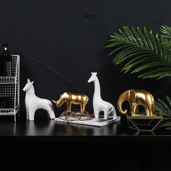 Animale Mici Ornamente Desktop Creative Rășină Balena Rechin, Delfin Coada Rinocer, Girafa Living Cabinet Vin Acasă Decorare