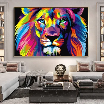 Animale moderne Panza Picturi Pe Perete Postere Si Printuri colorate Lion de Perete de Arta Canvas Imagini Cameră Decor Acasă