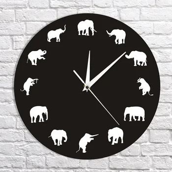 Animale sălbatice Animale Elefant opera de Arta Pepinieră Ceas de Perete Decor Elefant Decor Minimalist Design 3D ceasuri de Perete Ceasuri de Perete