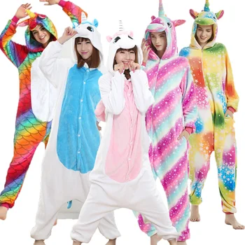Animale Unicorn Kigurumi Onesie Bărbați Adulți Femei Pijamale Pijama Moale Fantezie Anime Unicornio Pijima Generale Îmbrăcăminte De Noapte Onepiece