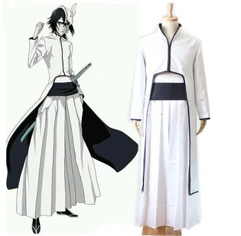 Anime Bleach Ulquiorra cifer Cosplay Costum Set Complet Alb Kendo, Kimono ( Mantie + Pantaloni + Curea ) Costume de Halloween