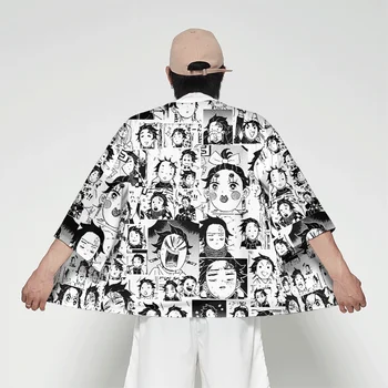 Anime Demon Slayer Kimetsu Nu Yaiba Tanjiro Kamado Cosplay Costum Zenitsu Tricou pentru Bărbați T-shirt Amuzant Print Kimono Pentru Femei CS143