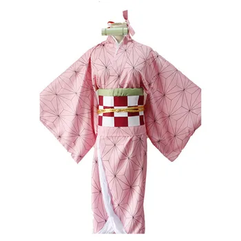 Anime Demon Slayer Kimetsu Nu Yaiba Tanjiro Kamado Peruci Uniformă Cosplay Costum Barbati Kimono Costume de Halloween Pentru Femei CS010