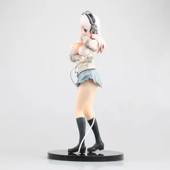 Anime Figura Sexy Super Sonico Iarna Ver. Pre-vopsit PVC Figurine de Colectie Model Jucarii Papusa 27cm Culori Gri