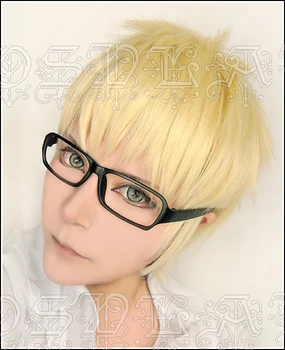 Anime Haikyuu!! Kei Tsukishima Cosplay Peruci Scurte De Lumină Blonda Par Sintetic Rezistent La Căldură Peruca (Doar Peruca ) + Capac De Peruca