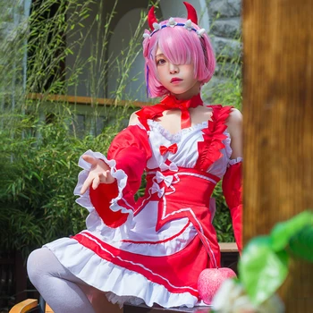 Anime Halloween demon Rem Ram Pentru Set Costum Re Viața Într-O Lume Diferită De Zero Cosplay Dress Set Costum Lolita Maid Dress