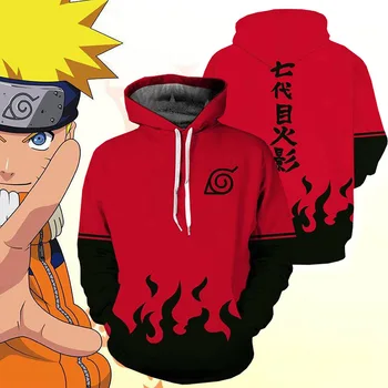Anime Hokage Ninjia Hoodie Pulover Naruto Uzumak Maneca Lunga, Pulovere Jacheta Cu Gluga Hanorac Cosplay Costum