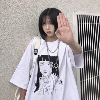 Anime Naruto Hinata Hyuga Alb T Shirt pentru Barbati Femei Harajuku Tricou Ulzzang coreean Tee Vara Maneca Scurta Top Haine Kawaii