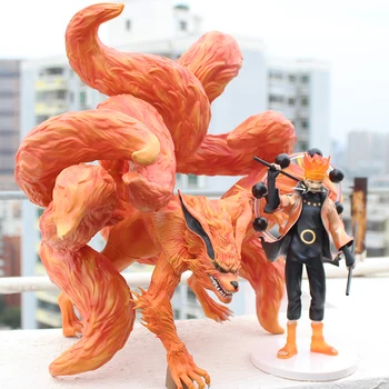 Anime Naruto Kyuubi Gk Statuie Naruto si Kurama 2 buc/set Pvc Modelul de Colectare Jucării Figura