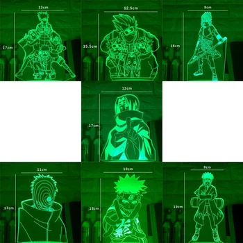 Anime Naruto Uzumaki Led 3D Lumina de Noapte Luminaria Echipa Sasuke Kakashi Hatake Copii Lampă de Masă Atingeți Comutatorul Dormitor Chrid Crăciun Gif